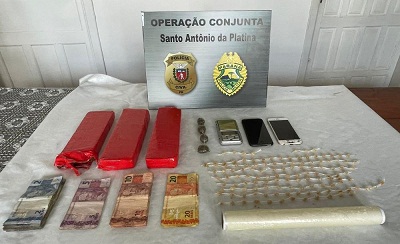 Pol&iacute;cia Civil e Militar prendem dois por tr&aacute;fico de drogas em Santo Ant&ocirc;nio da Platina