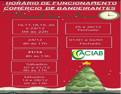 Aciab divulga calend&aacute;rio para funcionamento do comercio