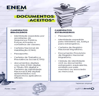 Enem 2024: confira documentos aceitos nos dois dias de provas 